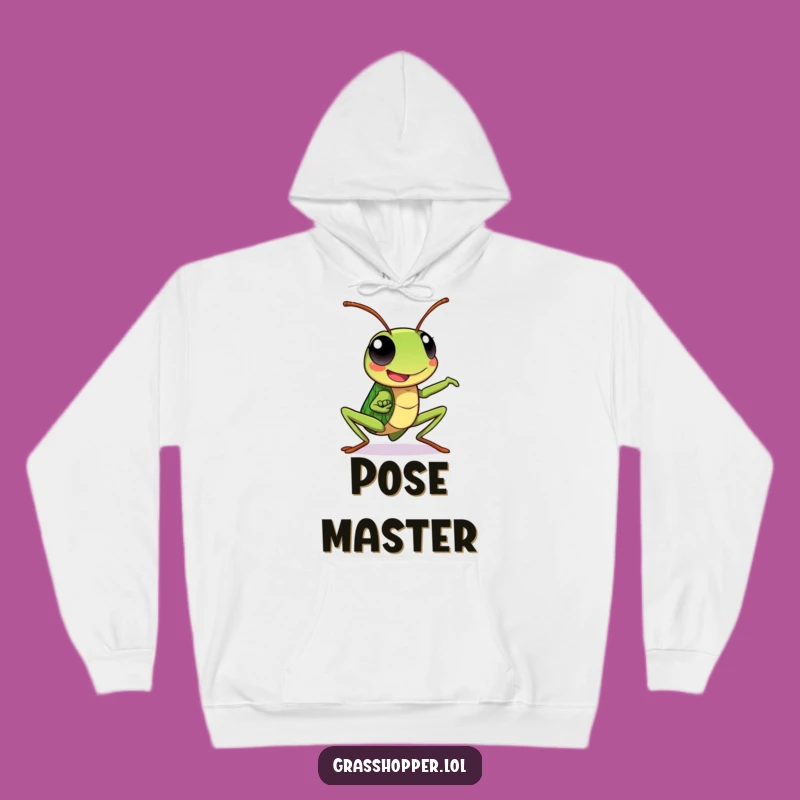 Kawaii Grasshopper Hoodie: Dynamic Pose Happy Expression, Cozy Action Gift!