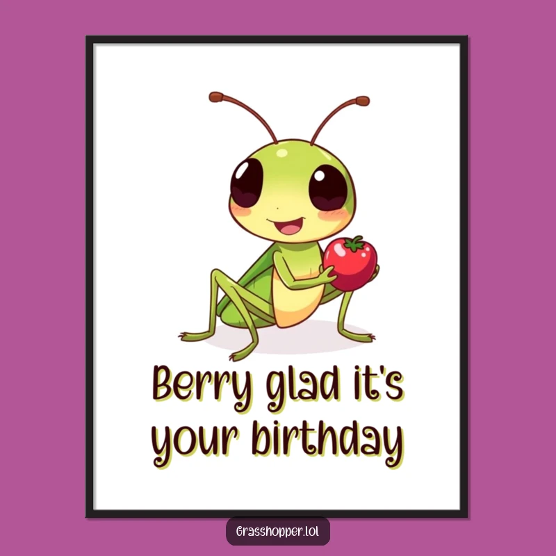 Free Printable Grasshopper Wall Art: Tiny Berry, Big Smile!