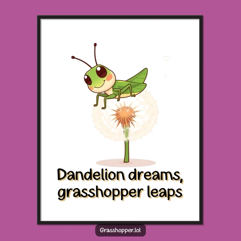 Bouncing Grasshopper Wall Art: Free Printable Downloadable Fun Insect Decor, Funny Gift