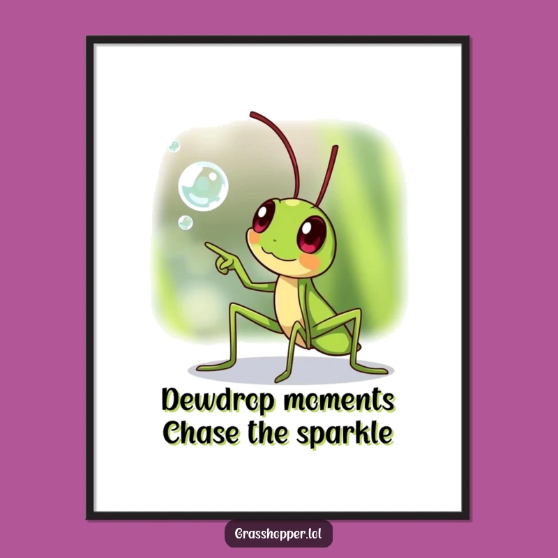 Free Printable Wall Art: Excited Grasshopper Funny Downloadable Decor for Sparkling Spaces