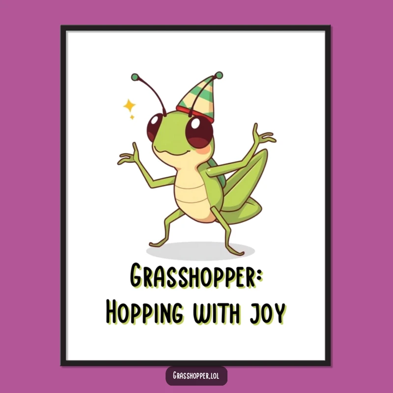 Free Printable Wall Art: Kawaii Grasshopper Dancing, Fun Decor!