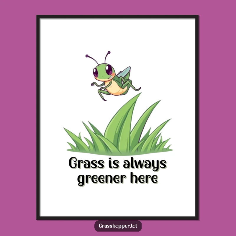 Funny Free Printable Wall Art: Leaping Grasshopper, Energetic Downloadable Decor