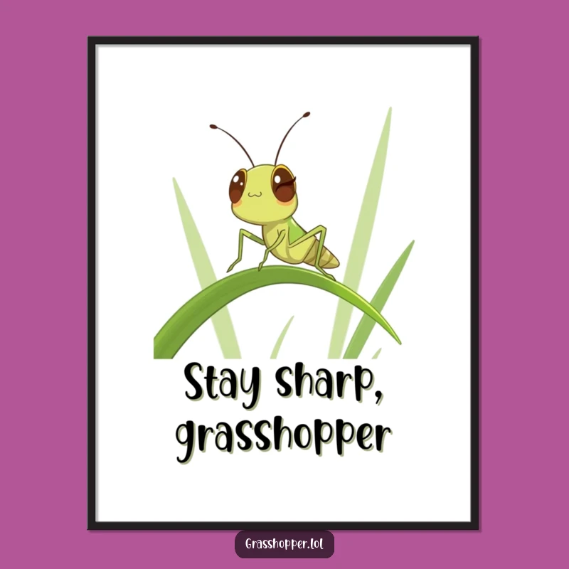 Funny Free Printable Wall Art: Winking Grasshopper, Quirky Downloadable Decor!