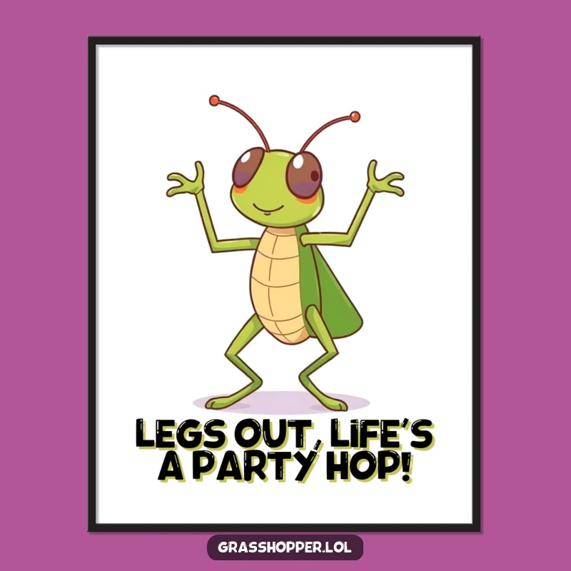 Free Printable Wall Art: Dancing Grasshopper Funny Downloadable Decor for Lively Spaces