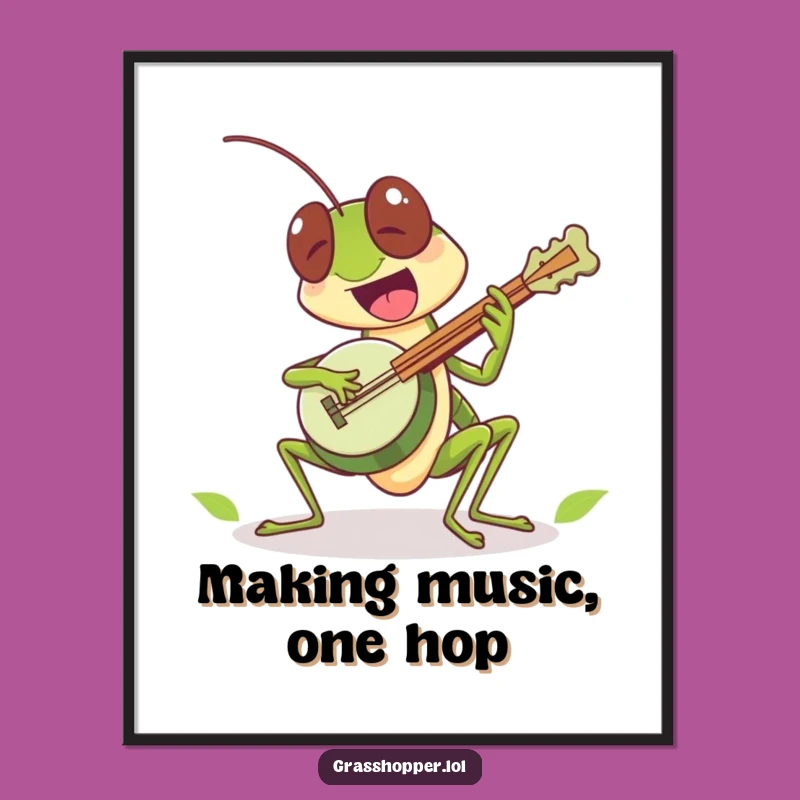 Free Printable Wall Art: Grasshopper Banjo Player - Funny Nature Decor