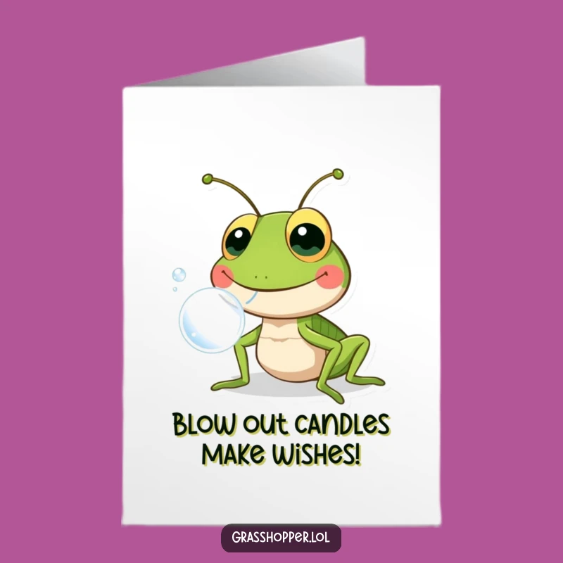 Free Printable Grasshopper Birthday Card: Bubble Blow Fun Downloadable Gift