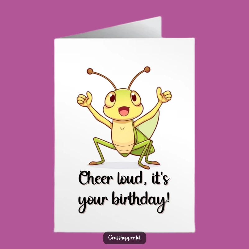 Free Printable Birthday Card: Cheering Grasshopper Victory, Perfect DIY Downloadable Gift