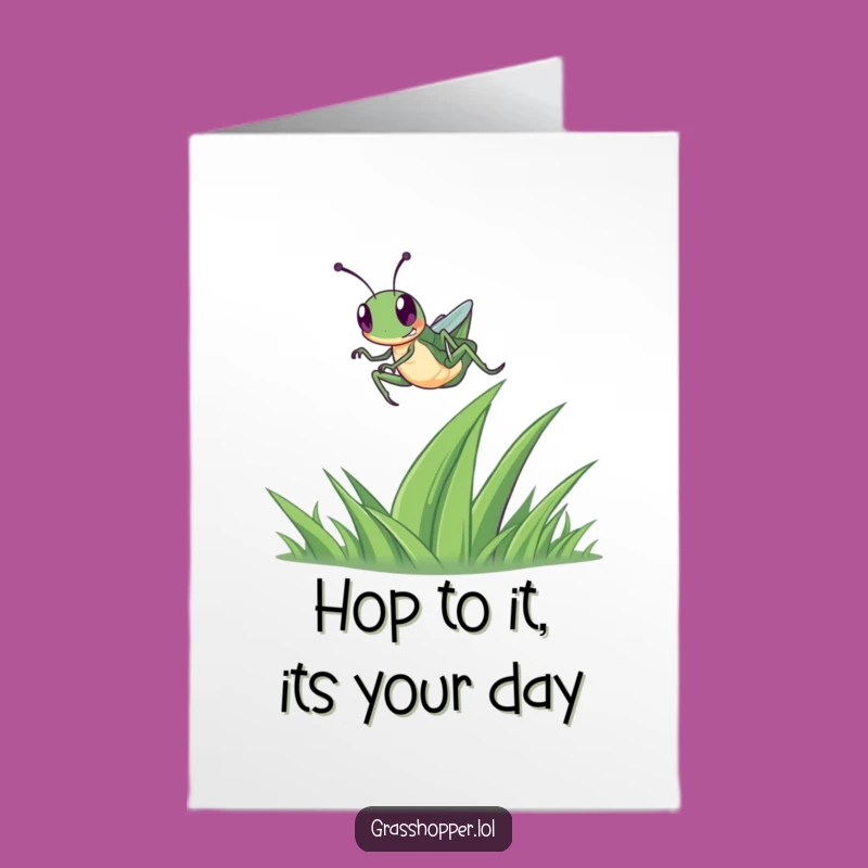Free Printable Birthday Card: Leaping Grasshopper, Joyful Wishes Downloadable Gift
