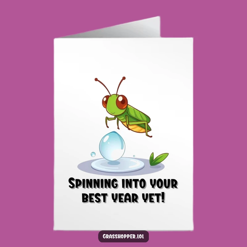 Free Printable Grasshopper Birthday Card: Funny Dewdrop Spin Design, Downloadable Joy