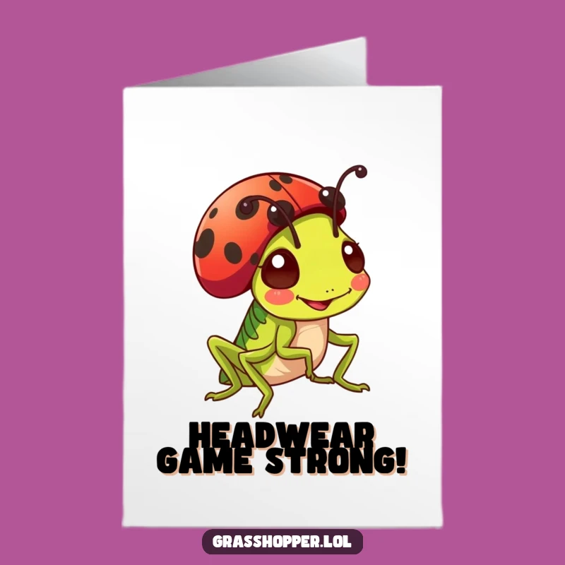 Funny Free Printable Grasshopper Ladybug Hat Birthday Card - Cute Insect Downloadable Gift