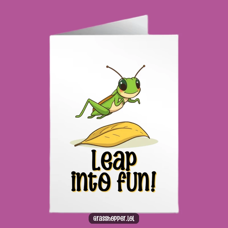 Funny Free Printable Grasshopper Leap Birthday Card - Joyful Insect Downloadable Gift
