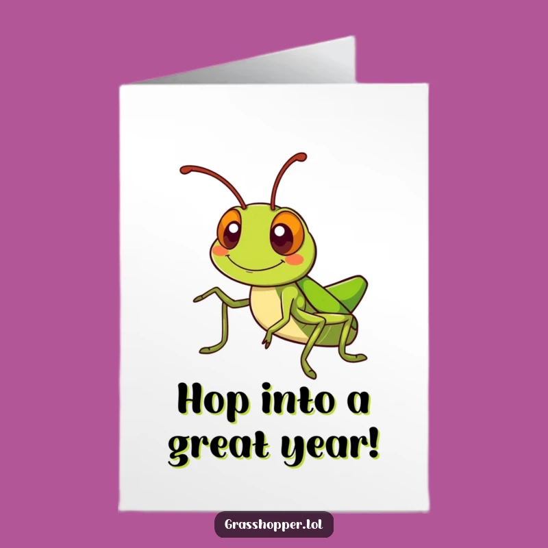 Free Printable Birthday Card: Kawaii Grasshopper Joy - Funny Downloadable Gift