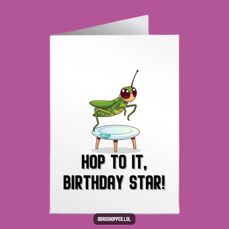 Free Printable Birthday Card: Grasshopper Trampoline Fun, Perfect DIY Downloadable Gift