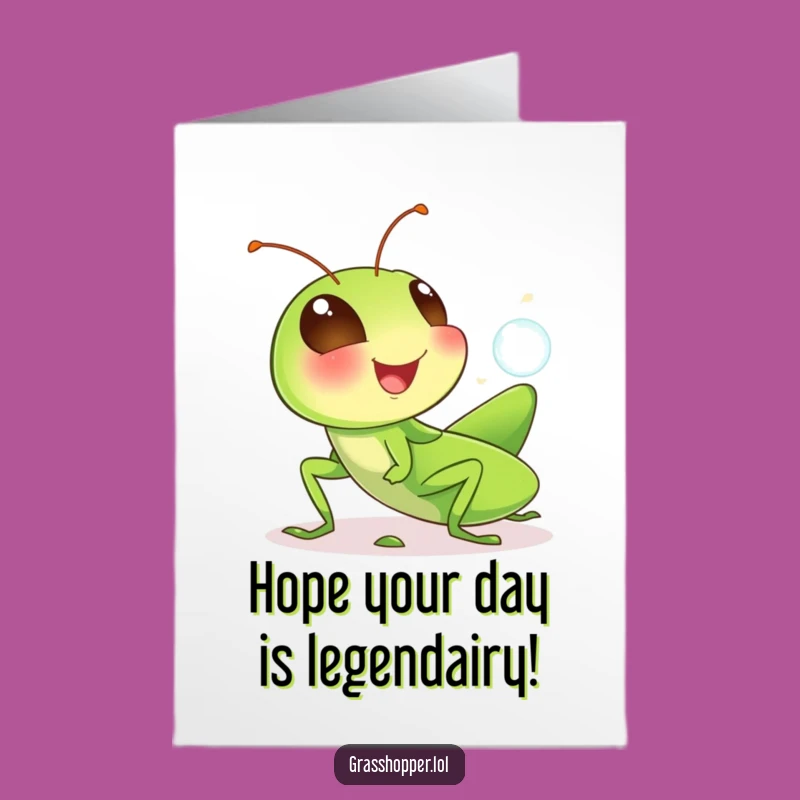 Free Printable Grasshopper Birthday Card: Funny Giggling Bubble Blowout Downloadable Gift