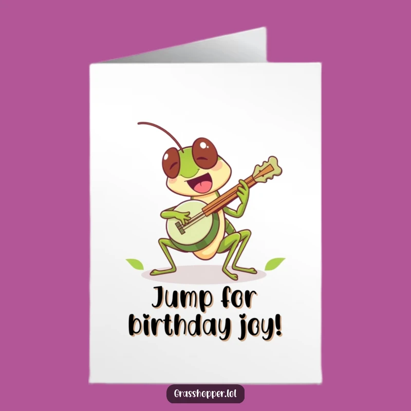 Free Printable Birthday Card: Grasshopper Banjo Player - Funny Jamboree Gift