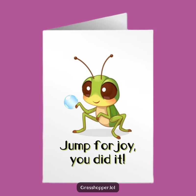 Curious Grasshopper Congrats Card: Free Printable Insect Greeting, Downloadable Gift