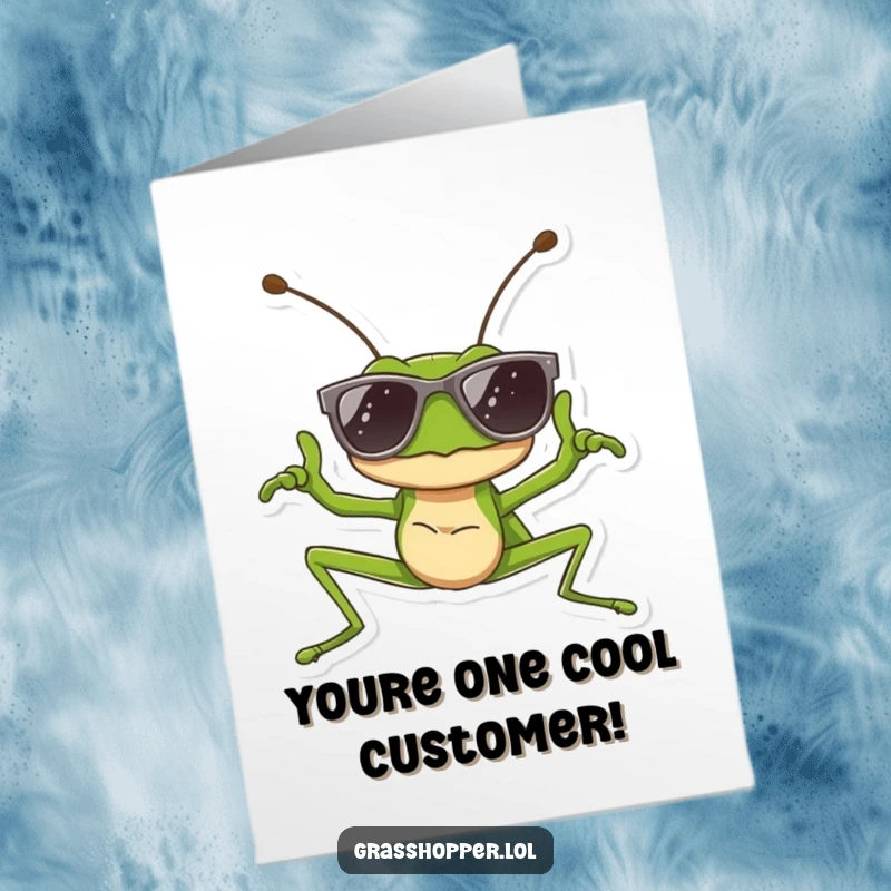 Funny Free Printable Congratulations Card: A grasshopper with sunglasses strikes a super cool pose, celebrating a fantastic achievement.