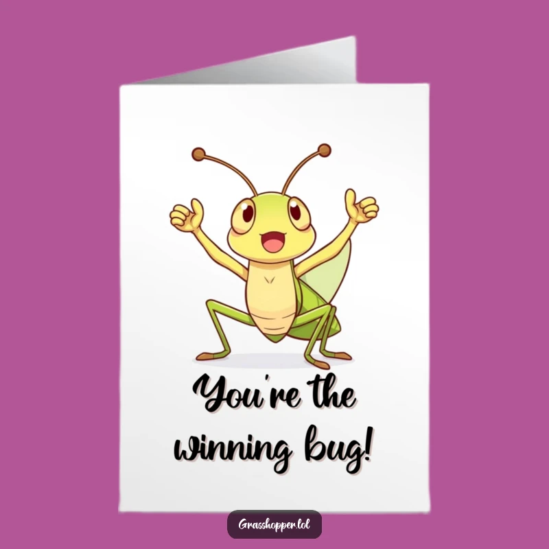 Free Printable Congrats Card: Grasshopper Cheers Victory, Ideal DIY Downloadable Gift