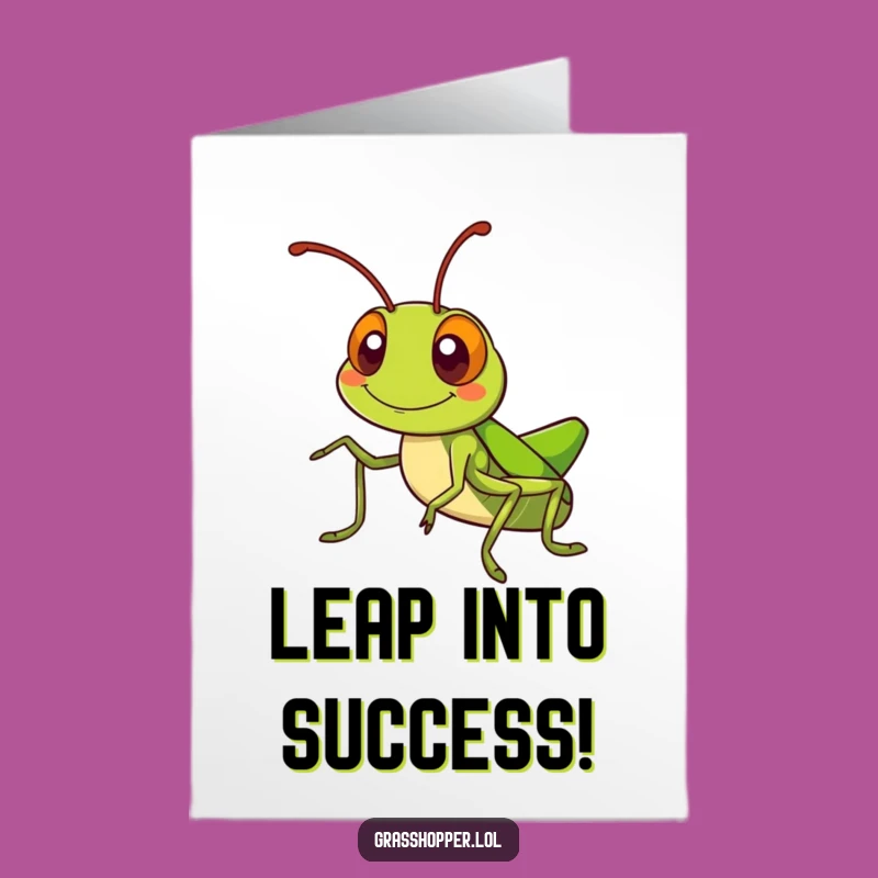 Free Printable Congrats Card: Kawaii Grasshopper Celebration - Funny Downloadable Gift