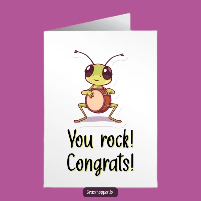 Free Printable Grasshopper Congrats Card: Drumming Your Success!