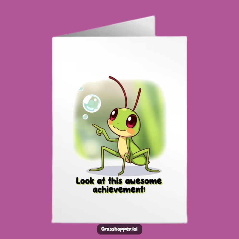 Free Printable Congrats Card: Excited Grasshopper Funny Downloadable Gift for Sparkling Achievements