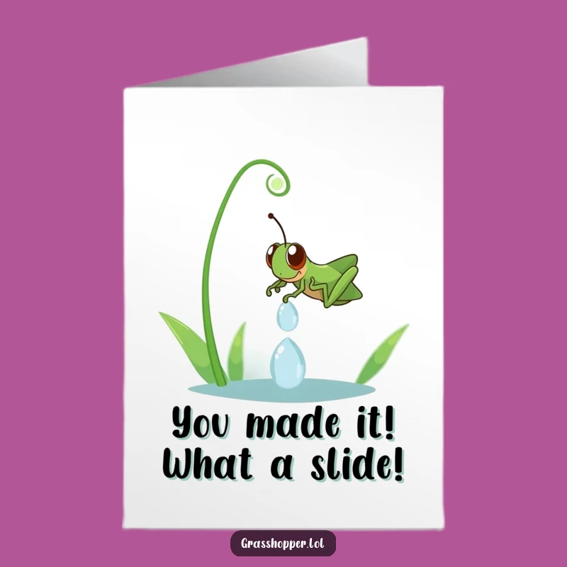 Free Printable Grasshopper Congratulations Card: Dewdrop Slide Fun Downloadable