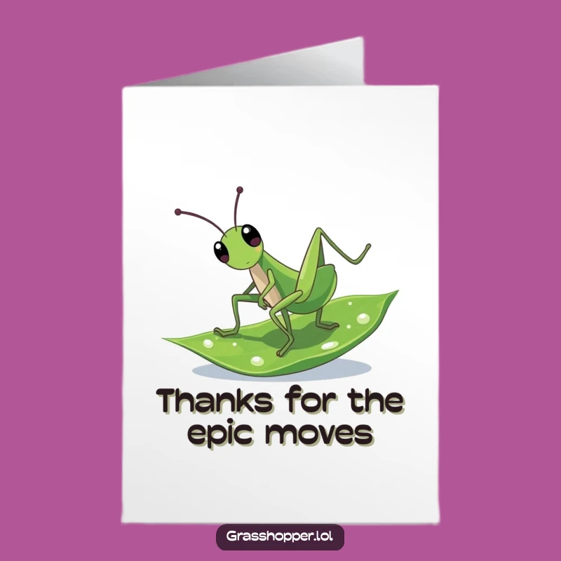 Free Printable Thank You Card: Grasshopper Cartwheel Expressing Lively Thanks