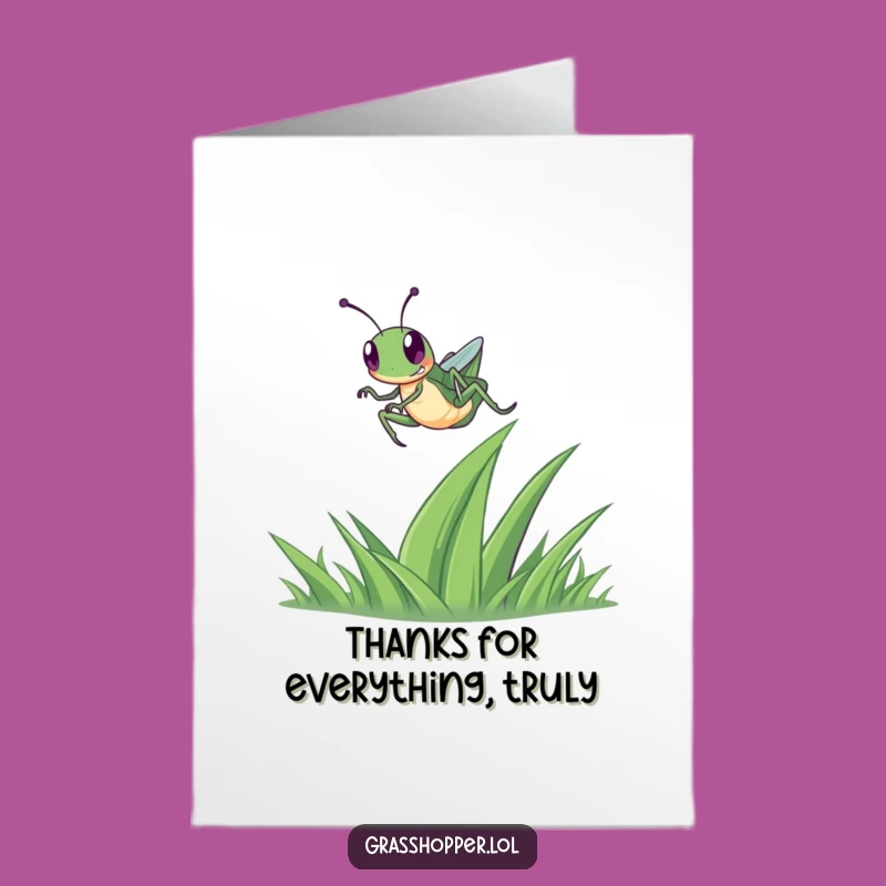 Free Printable Thank You Card: Grateful Grasshopper Jump, Funny Thanks Downloadable Gift
