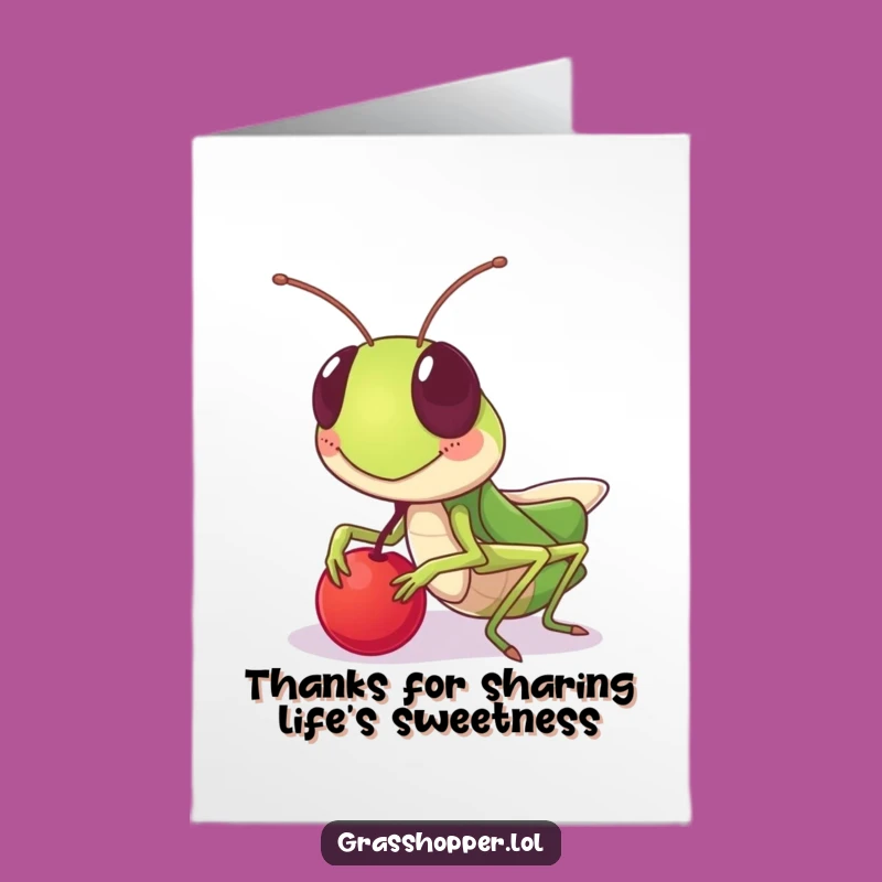 Free Printable Thank You Card: Sharing Grasshopper Funny Downloadable Gift for Grateful Gestures
