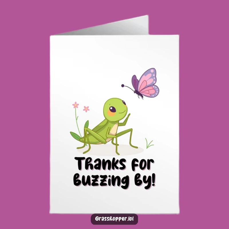Funny Grasshopper Thank You Card Free Printable: Appreciate with a Playful Bopping Butterfly