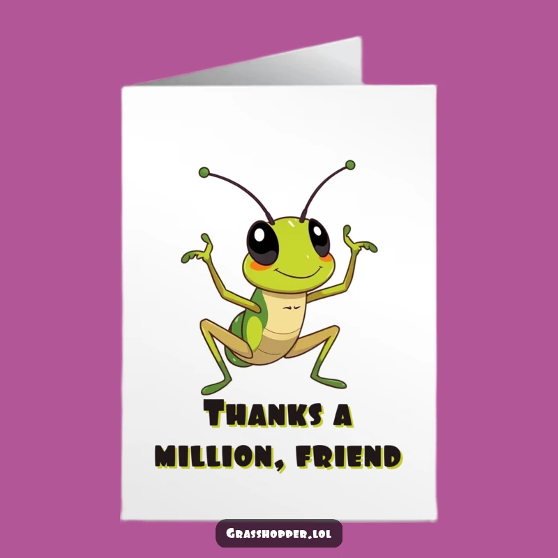 Free Printable Thank You Card: Waving Grasshopper for Lively Gratitude