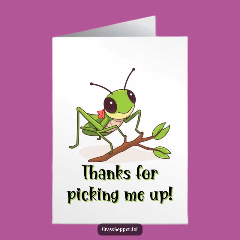 Free Printable Grasshopper Thank You Card: Funny Tripping Twig, Downloadable Gratitude