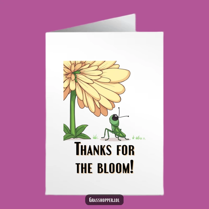 Free Printable Thank You Card: Grasshopper's Wonder, Giant Flower, Downloadable Appreciation