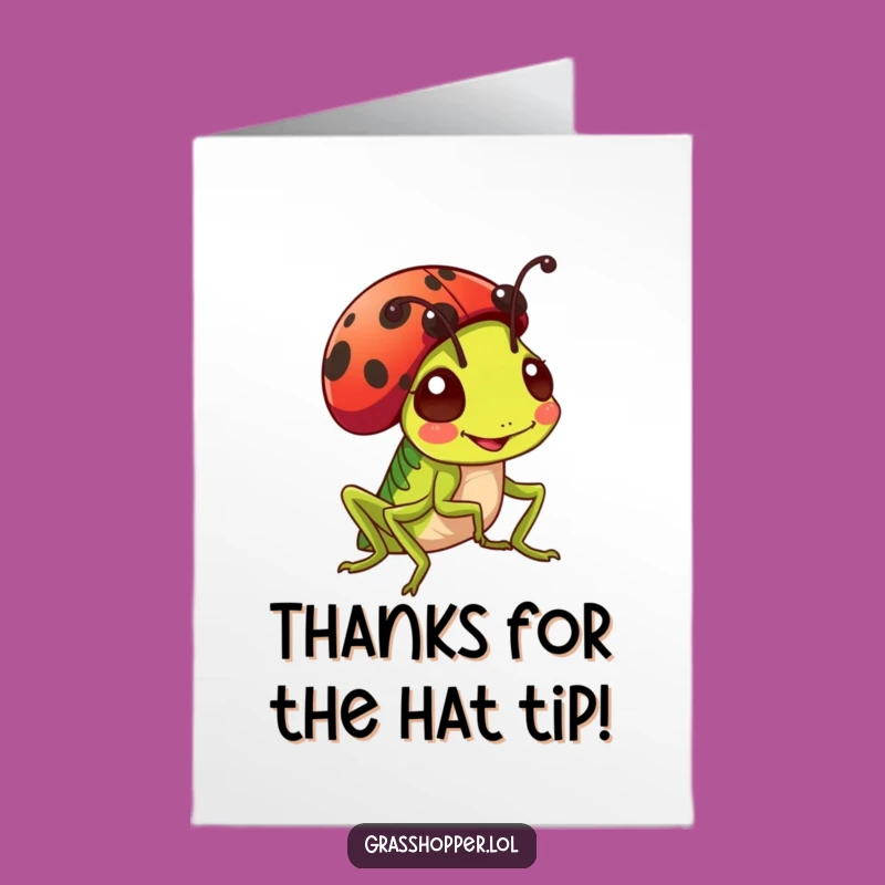 Funny Free Printable Grasshopper Ladybug Hat Thank You Card - Downloadable Gratitude