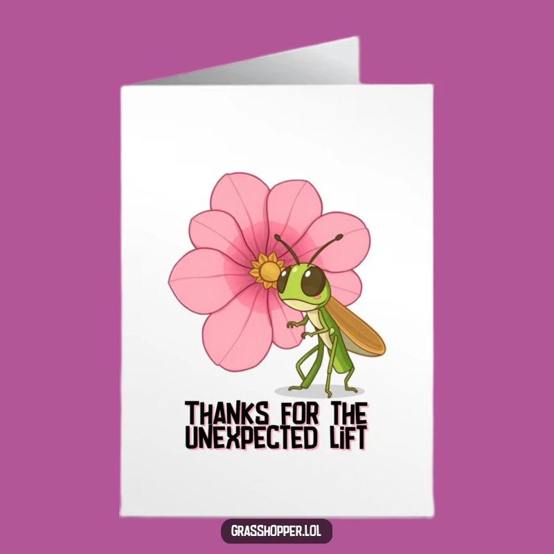 Free Printable Thank You Card: Surprised Grasshopper Funny Downloadable Gift for Unexpected Kindness