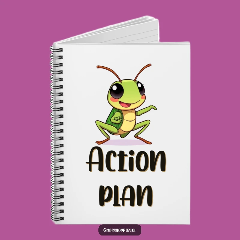 Kawaii Grasshopper Notebook: Dynamic Pose Happy Expression, Action Journal Gift!