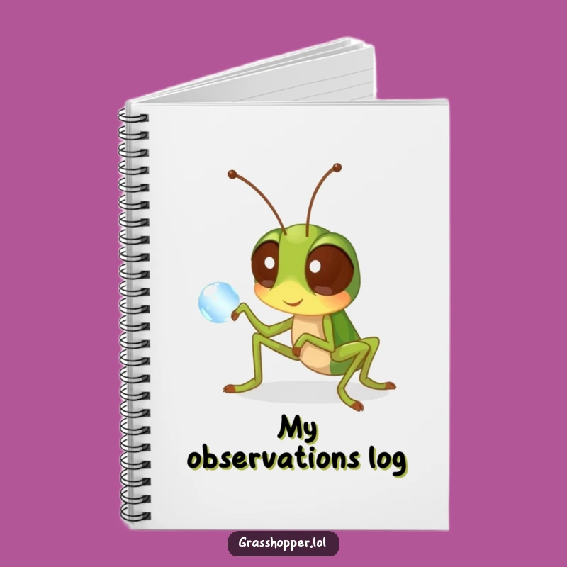 Funny Grasshopper Notebook: Curious Insect Dewdrop, Humorous Journal