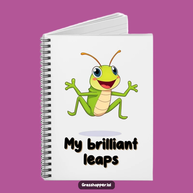 Funny Grasshopper Notebook: Happy Green Leaper with Big Smile, Journal Gift!