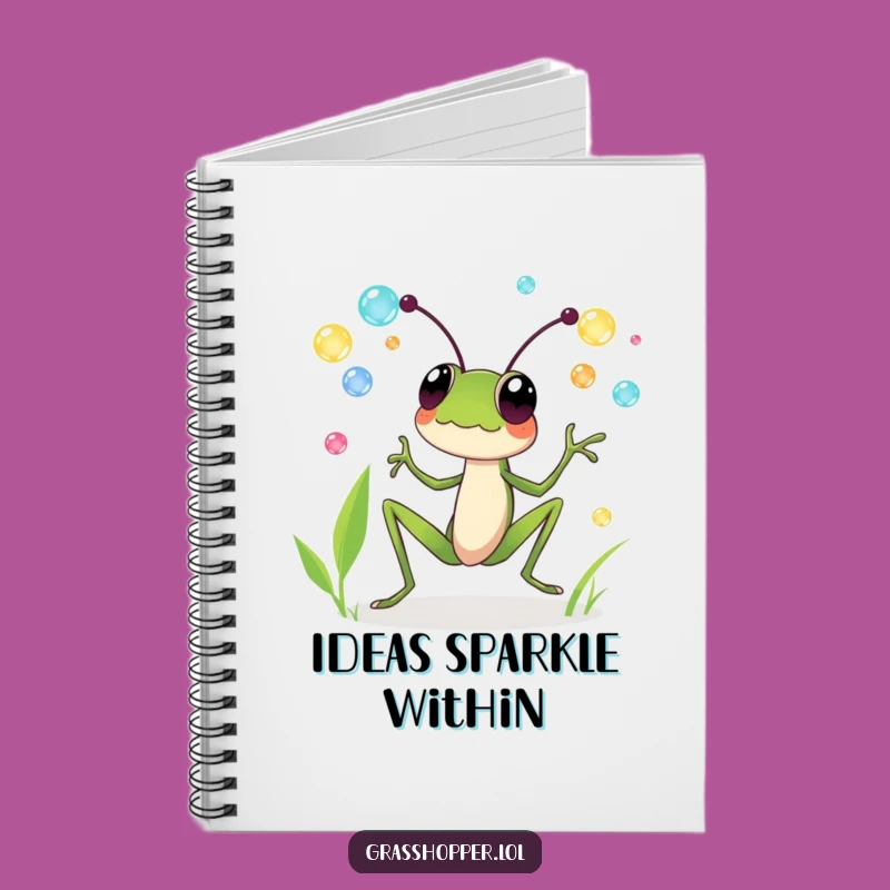 Funny Grasshopper Notebook: Juggling Dewdrops, Whimsical Journal Gift