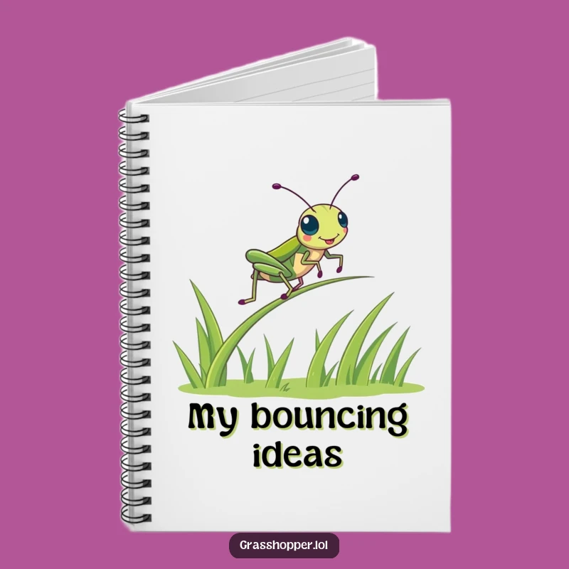Funny Kawaii Grasshopper Notebook - Bounce Ideas & Joy Gift