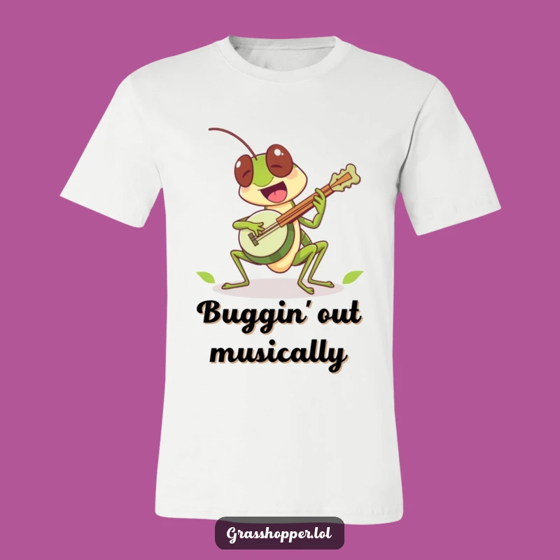 Funny Grasshopper Banjo T-Shirt: Strumming Excitement, Fun Gift!