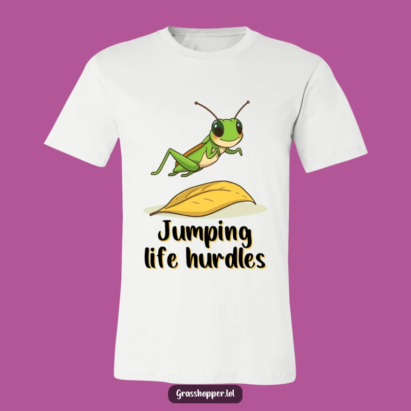 Funny Leaping Grasshopper T-Shirt - Over the Leaf Fun Tee