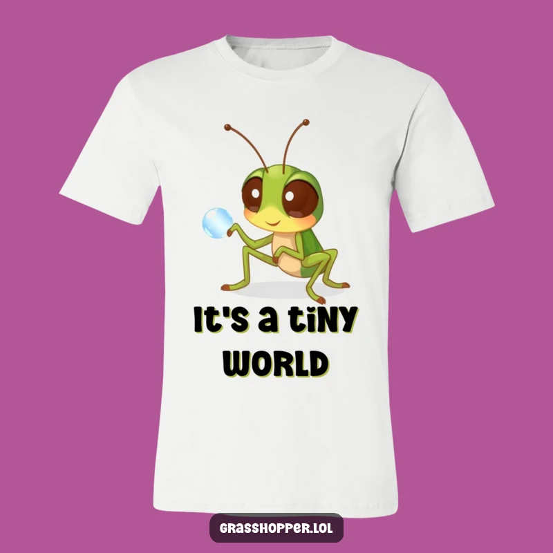 Funny Grasshopper T-Shirt: Curious Insect Dewdrop Tee, Humorous Nature Gift