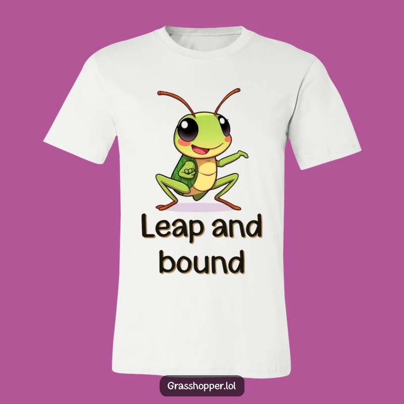 Kawaii Grasshopper T-Shirt: Dynamic Pose Happy Expression, Action Tee Gift!