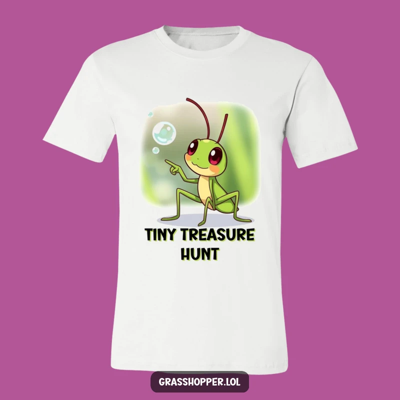 Funny Excited Grasshopper T-Shirt: Dewdrop Wonder Humor, Perfect Gift