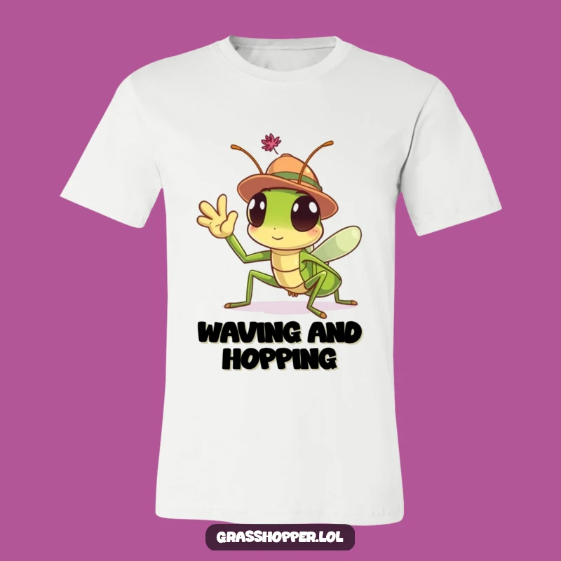 Funny Grasshopper Hat T-Shirt: Waving Insect Character, Perfect Funny Gift