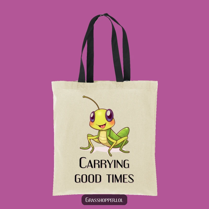 Funny Grasshopper Tote Bag: Carry Your Day With a Smiling Insect's Invitation