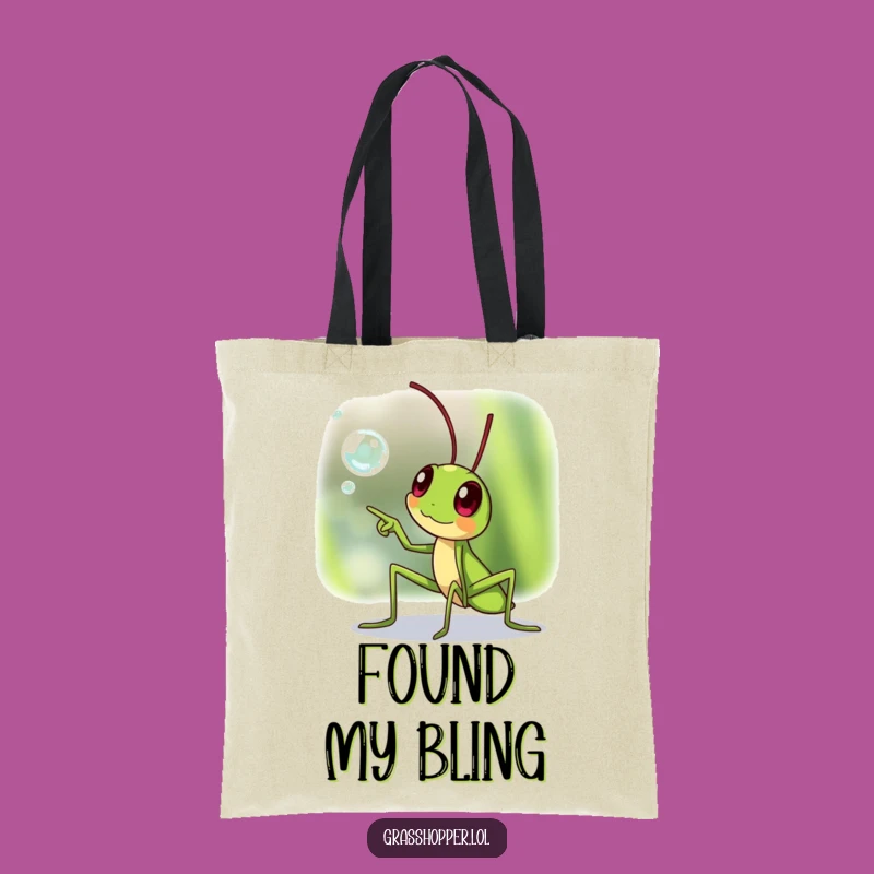 Funny Excited Grasshopper Tote Bag: Dewdrop Adventure Style, Perfect Gift