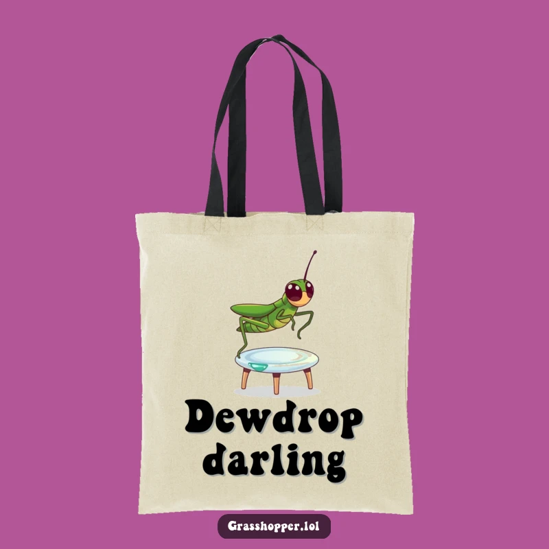 Funny Grasshopper Dewdrop Trampoline Tote: Carry Your Essentials with Nature's Bounce