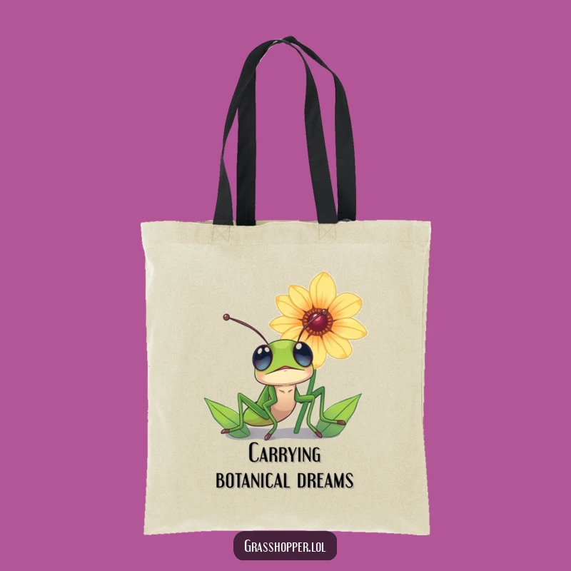 Funny Grasshopper Flower Tote Bag - Awe-Inspiring Nature Accessory